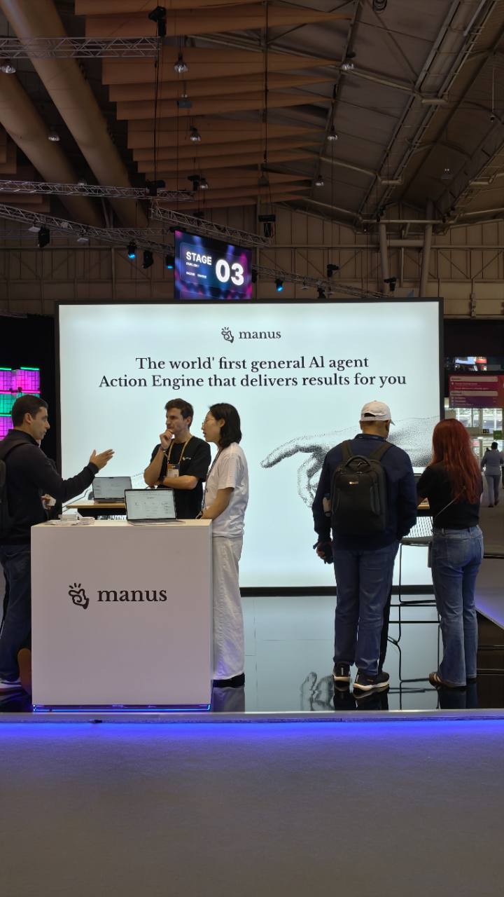 Manus general AI agent exhibition at Web Summit